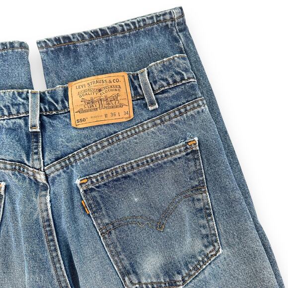 Vtg 90s Levis Jeans 550 Orange Tab Relaxed Fit Cotton Wallet Fade Denim W36 L34 - Picture 6 of 16
